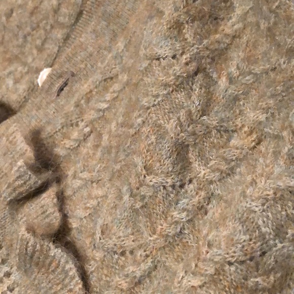 NWT Green Alpaca Mohair Cable Knit Ruffle Cardigan - Picture 5 of 7